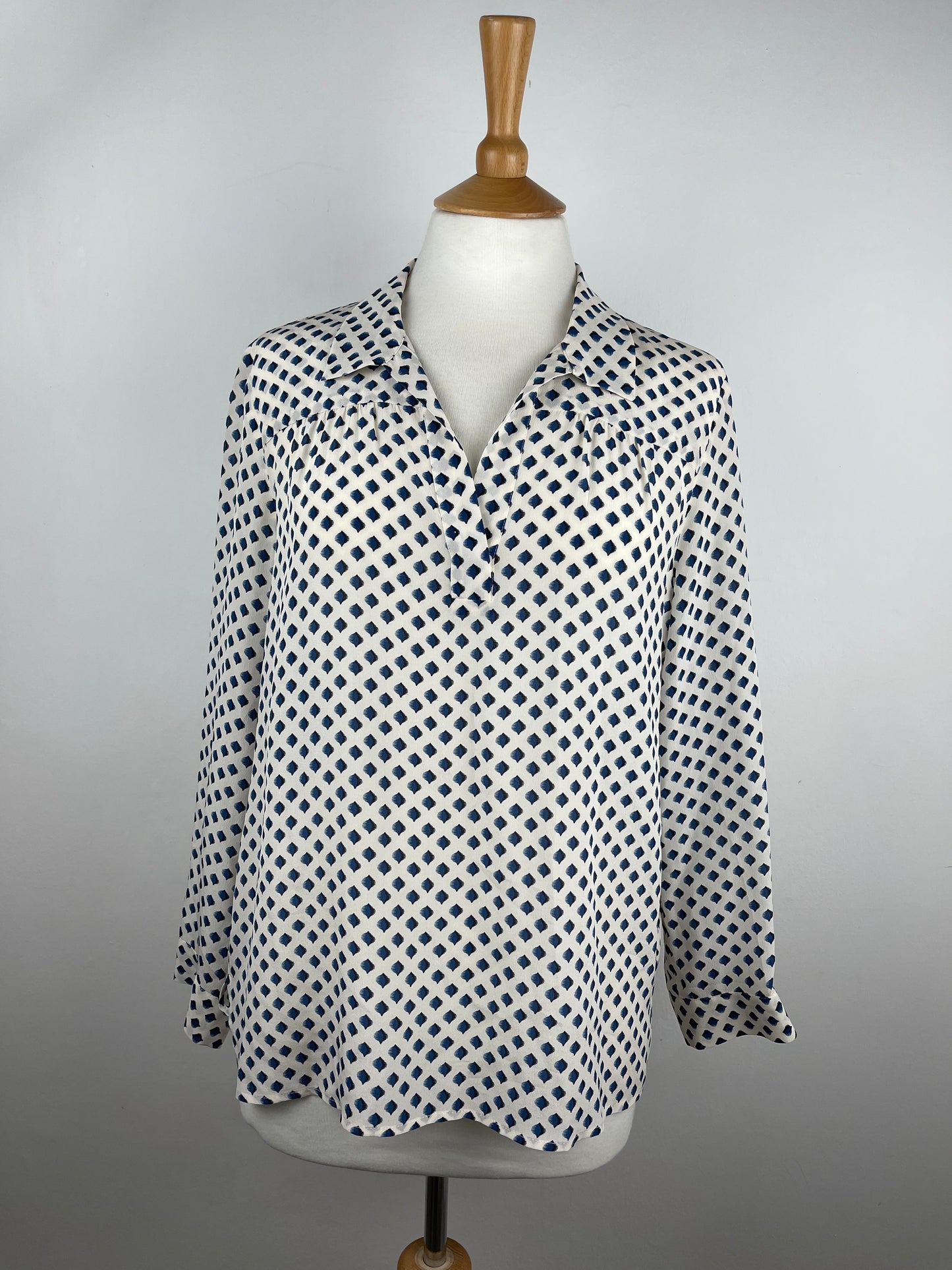 Blue Geometric Patterned Blouse by Gerard Darel | Size M