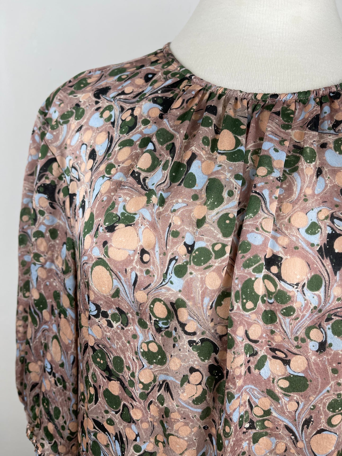 Marble Print Pure Silk Blouse by LK Bennett | Size M