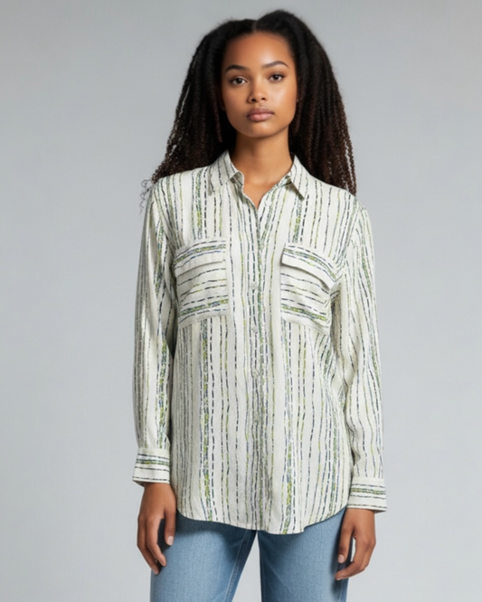Stripe Silk Blouse by Equipment | Size M