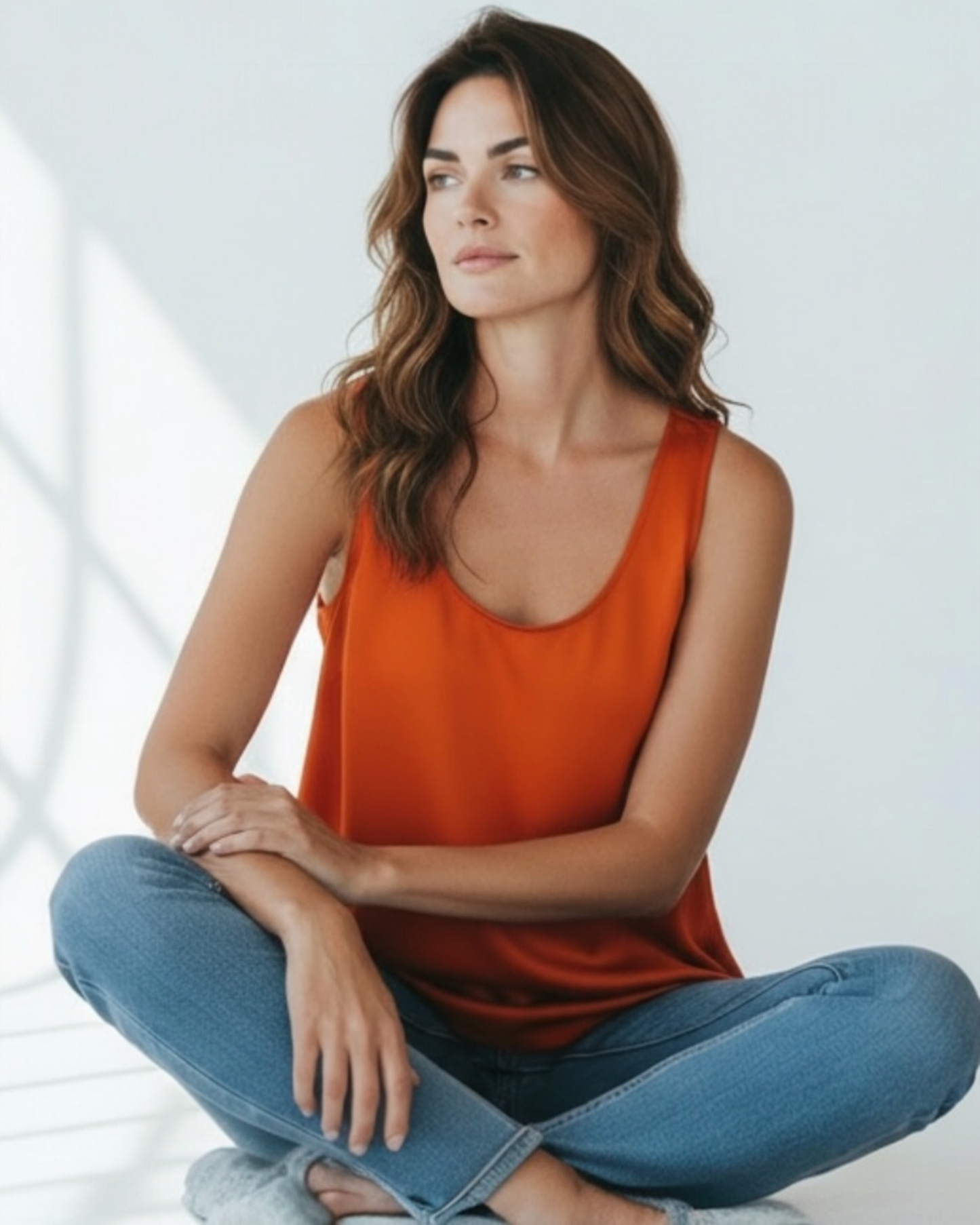 Tangerine Orange Pure Silk Vest by Equipment | Size S