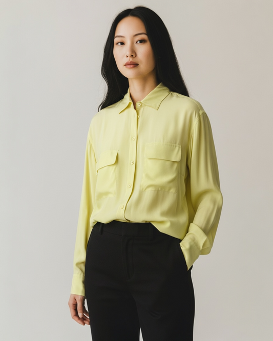 Lemon Silk Blouse by Equipment | Size M
