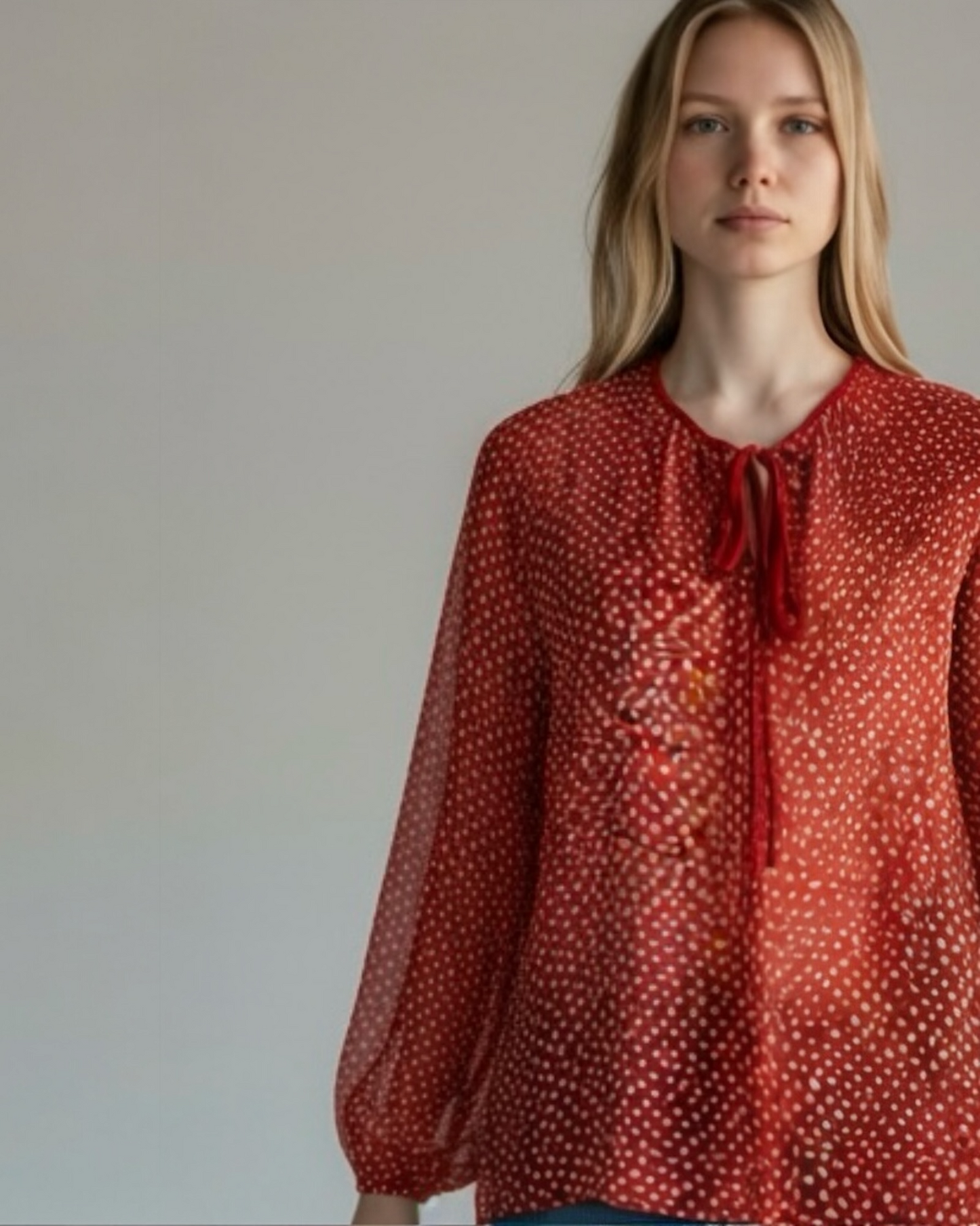 Red & White Sheer Silk Top by Whistles | Size M