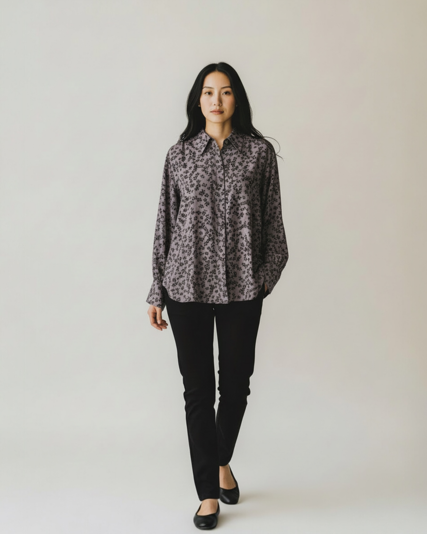 Mushroom Grey Star Print Silk Blouse by Equipment | Size L