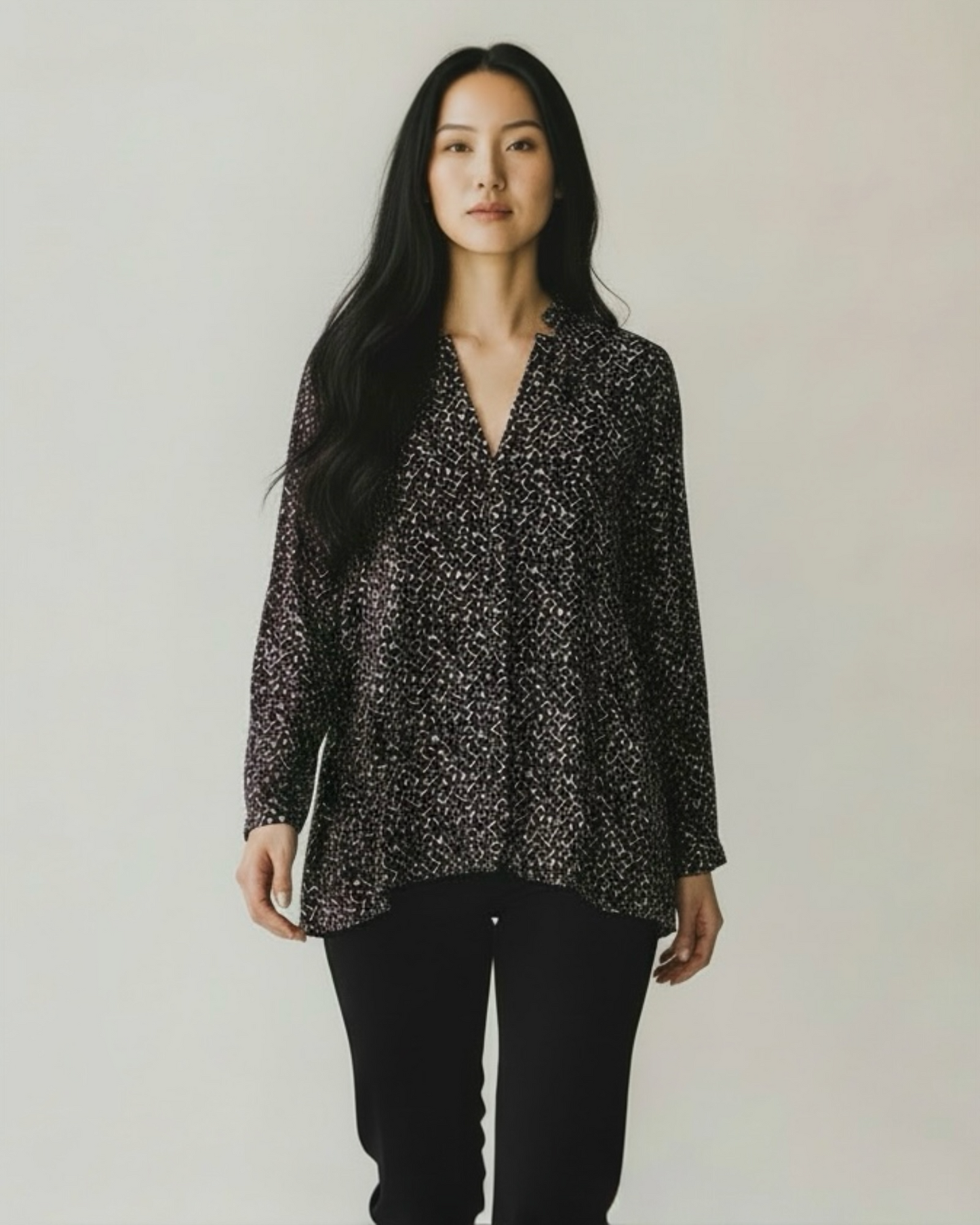 Burgundy, Black, White Silk Blouse by Gerard Darel | Size M