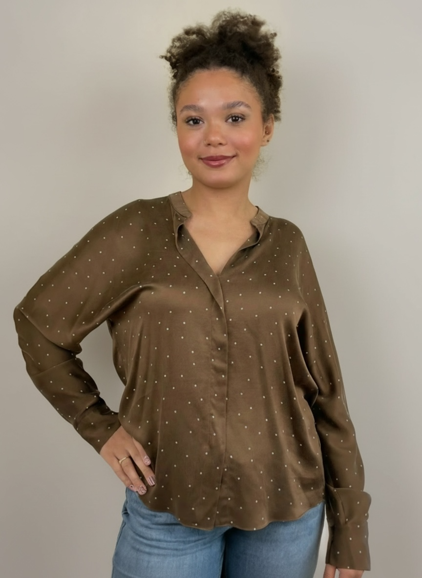 Brown Satin Blouse by Vince | Size M