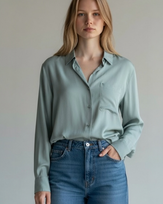 Sage Green Silk Blouse by Jigsaw | Size L