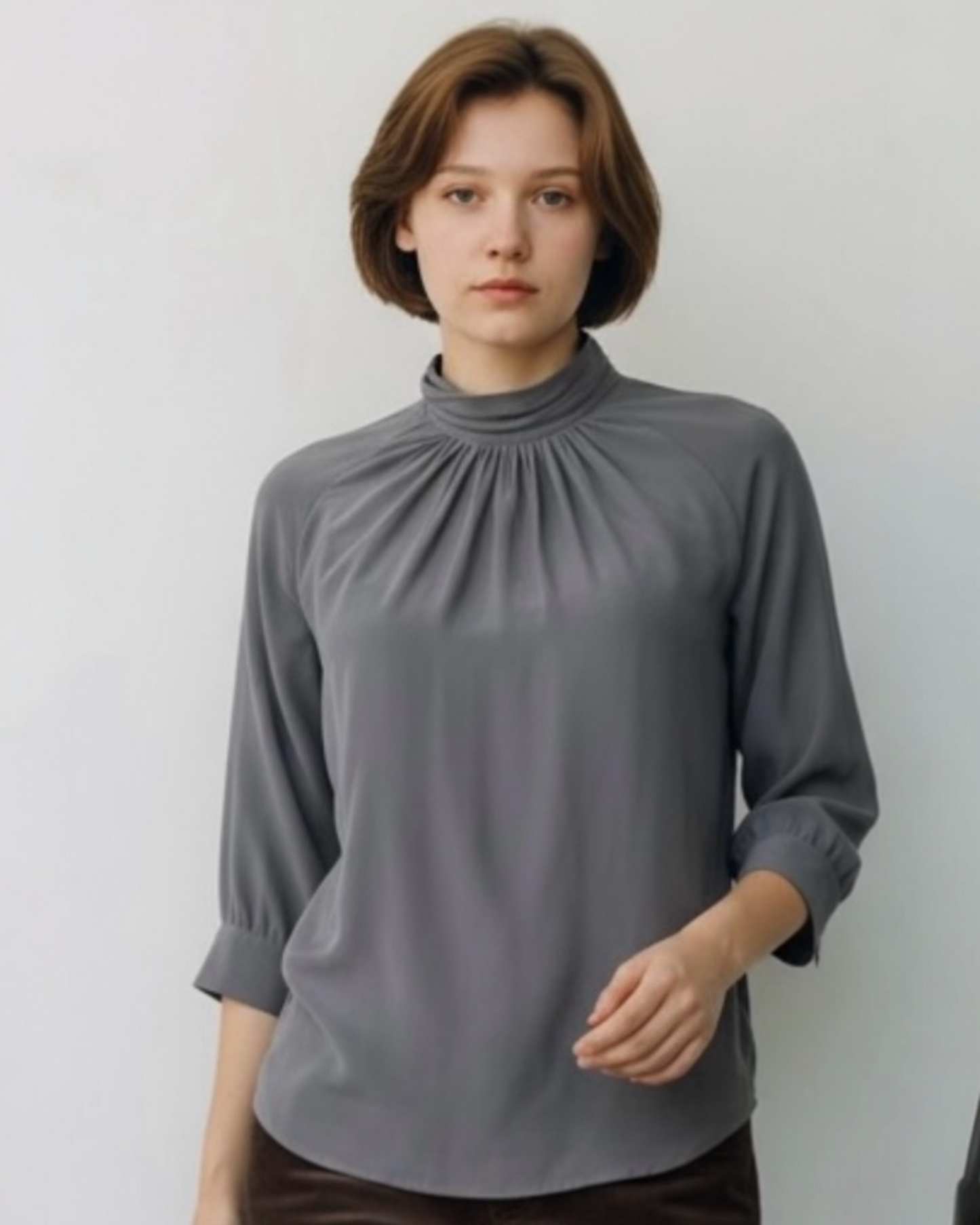 Grey Silk Blouse by Thomas Pink | Size S