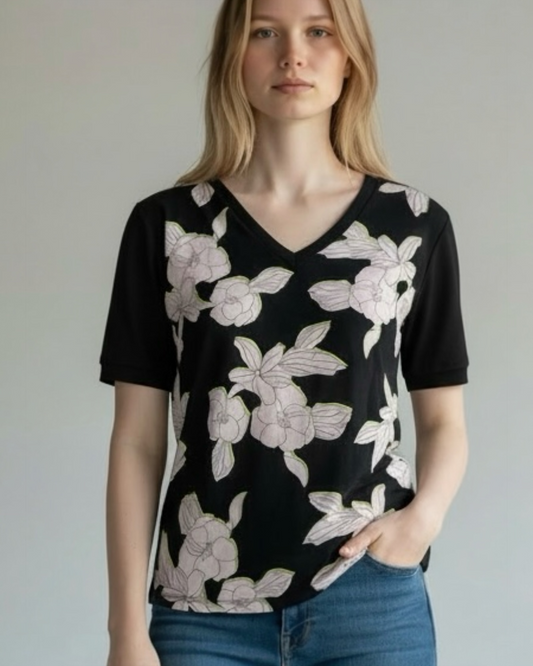 Black and White Silk Front T-Shirt by Paul Smith | Size M