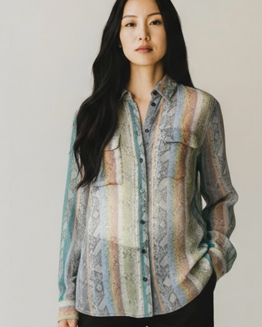 Pastel Sheer Silk Chiffon by Equipment | Size L