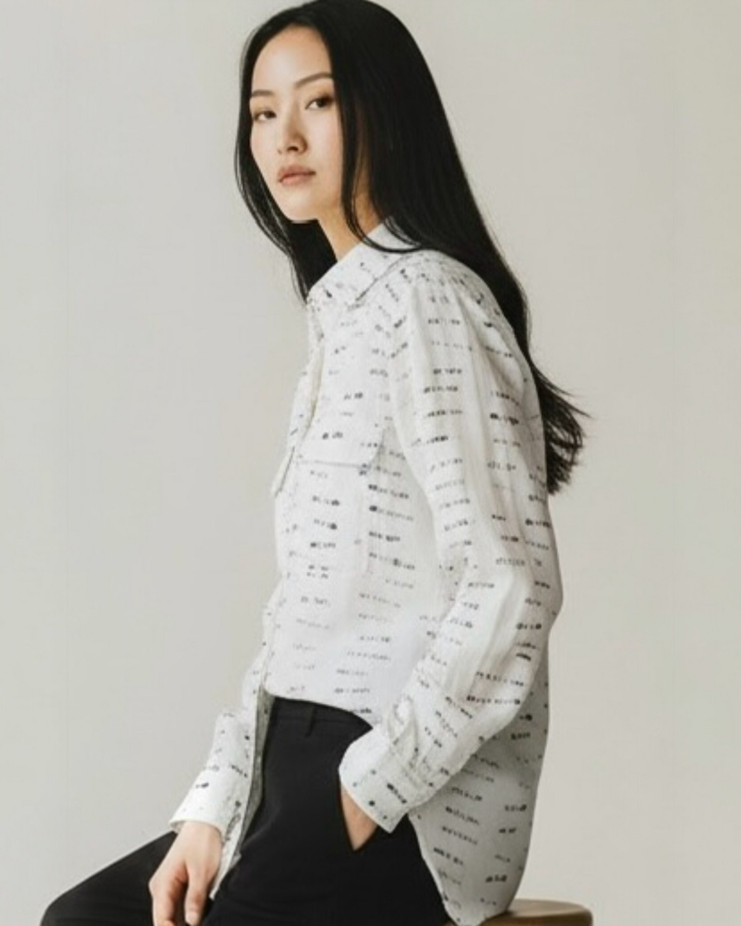 White Silk Blouse with Date Print by Equipment | Size S
