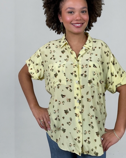 Lemon Yellow Pure Silk Blouse by Paul Smith | Size L