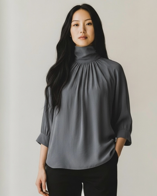 Grey Silk Blouse by Thomas Pink | Size S