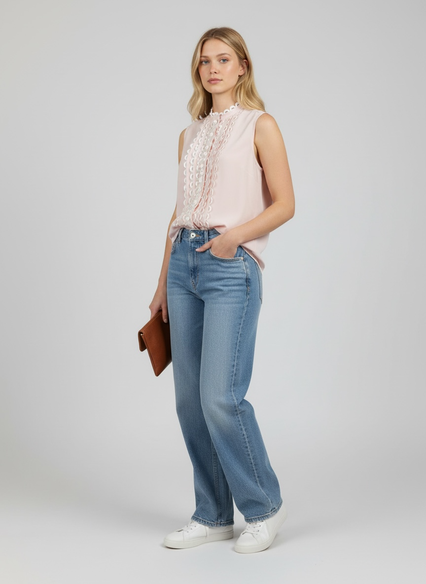 Baby Pink Silk Top by Jaeger London | M