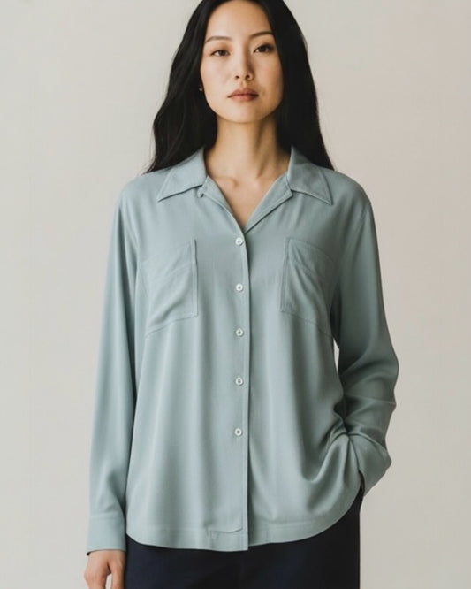 Aqua Crepe Silk by Jaeger | Size L