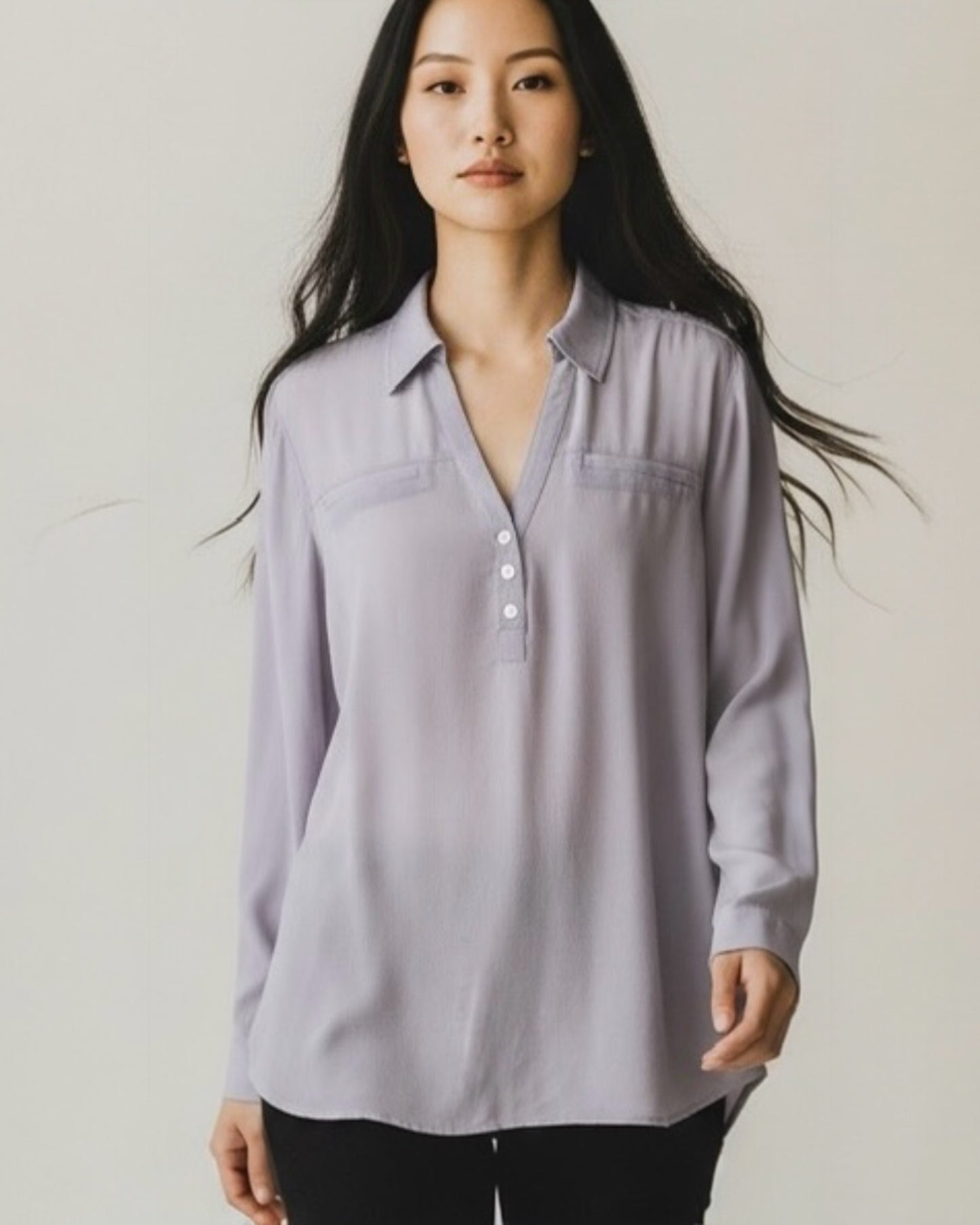 Lilac Grey Silk Blouse by Autograph | Size L
