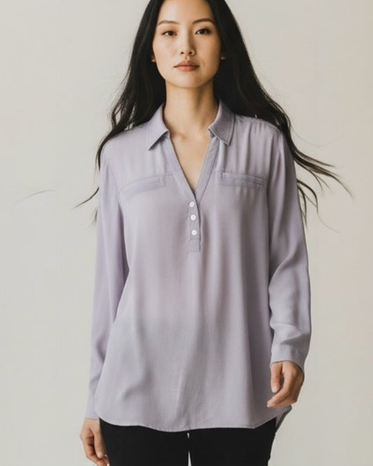 Lilac Grey Silk Blouse by Autograph | Size L
