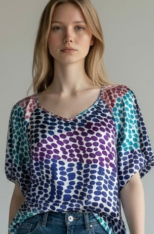Blue and Pink Spot Blouse by Gerard Darel | M