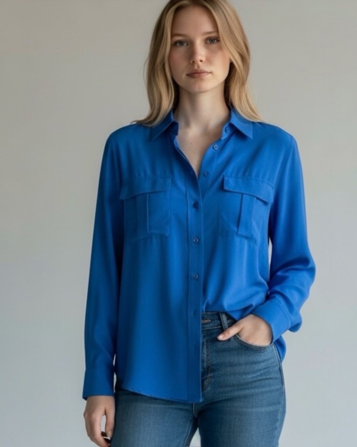 Turquoise Blue Silk Blouse by Autograph | Size M