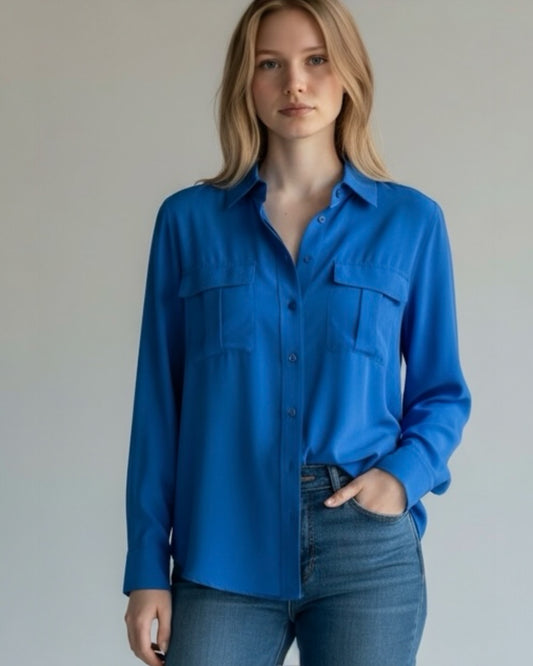 Turquoise Blue Silk Blouse by Autograph | Size M