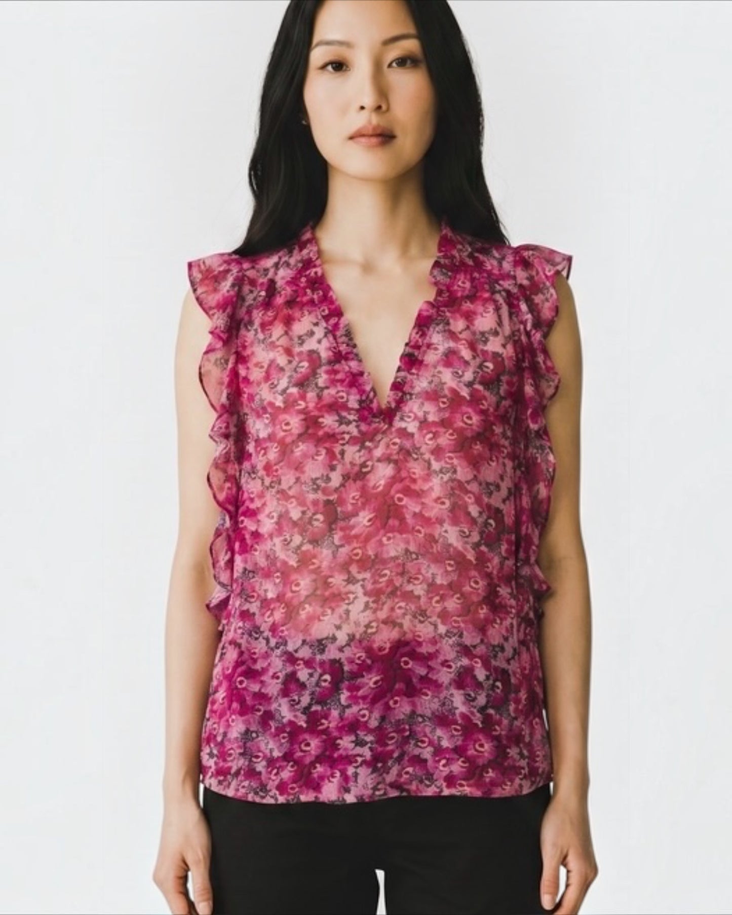 Pink Pure Silk Chiffon Blouse by Paige | Size S