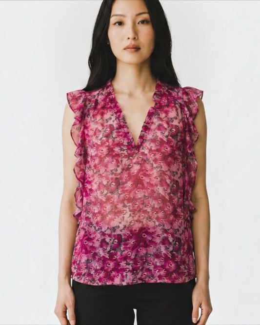 Pink Pure Silk Chiffon Blouse by Paige | Size S