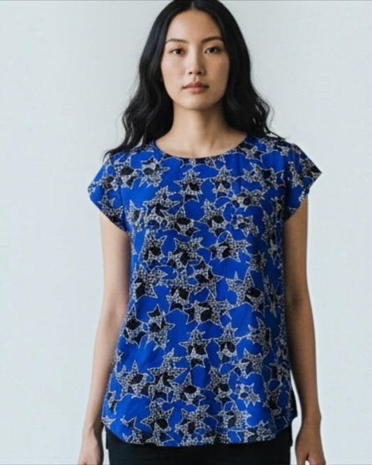 Blue Silk Top, Star print by Diane von Furstenberg | Size S