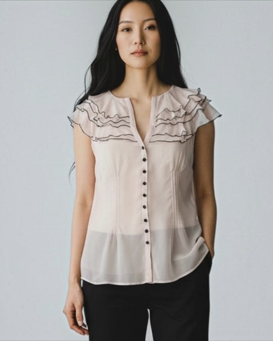 Pale Pink Silk Chiffon with Black Stitching by Coast | Size S