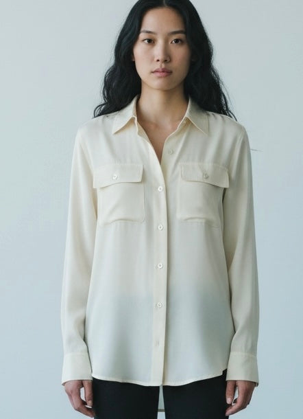 Classic Cream Pure Silk Crepe de Chine Blouse by LK Bennet | Size M