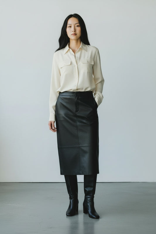 Classic Cream Pure Silk Crepe de Chine Blouse by LK Bennet | Size M
