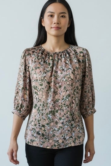Marble Print Pure Silk Blouse by LK Bennett | Size M
